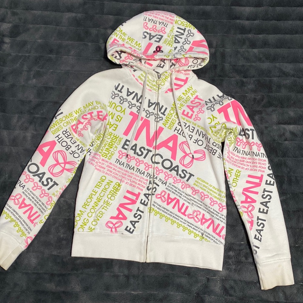 TNA patterned zip-up hoodie